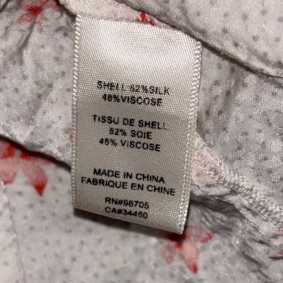 Rebecca Taylor Floral‎ Silk Blend Blouse Top Size 0 XS White Pink Short Sleeve - Picture 3 of 8